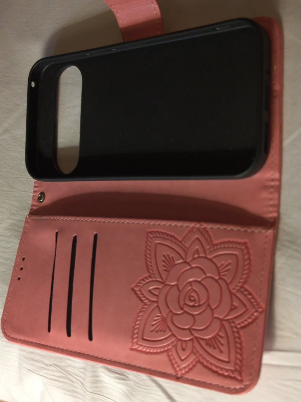 Pink Embossed Butterfly Wallet Phone Case